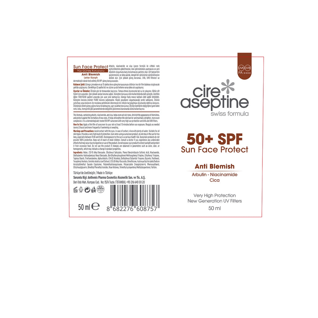 Cire Aseptine Anti-Blemish Anti Blemish 50+SPF Facial Sunscreen Cream 50 ml