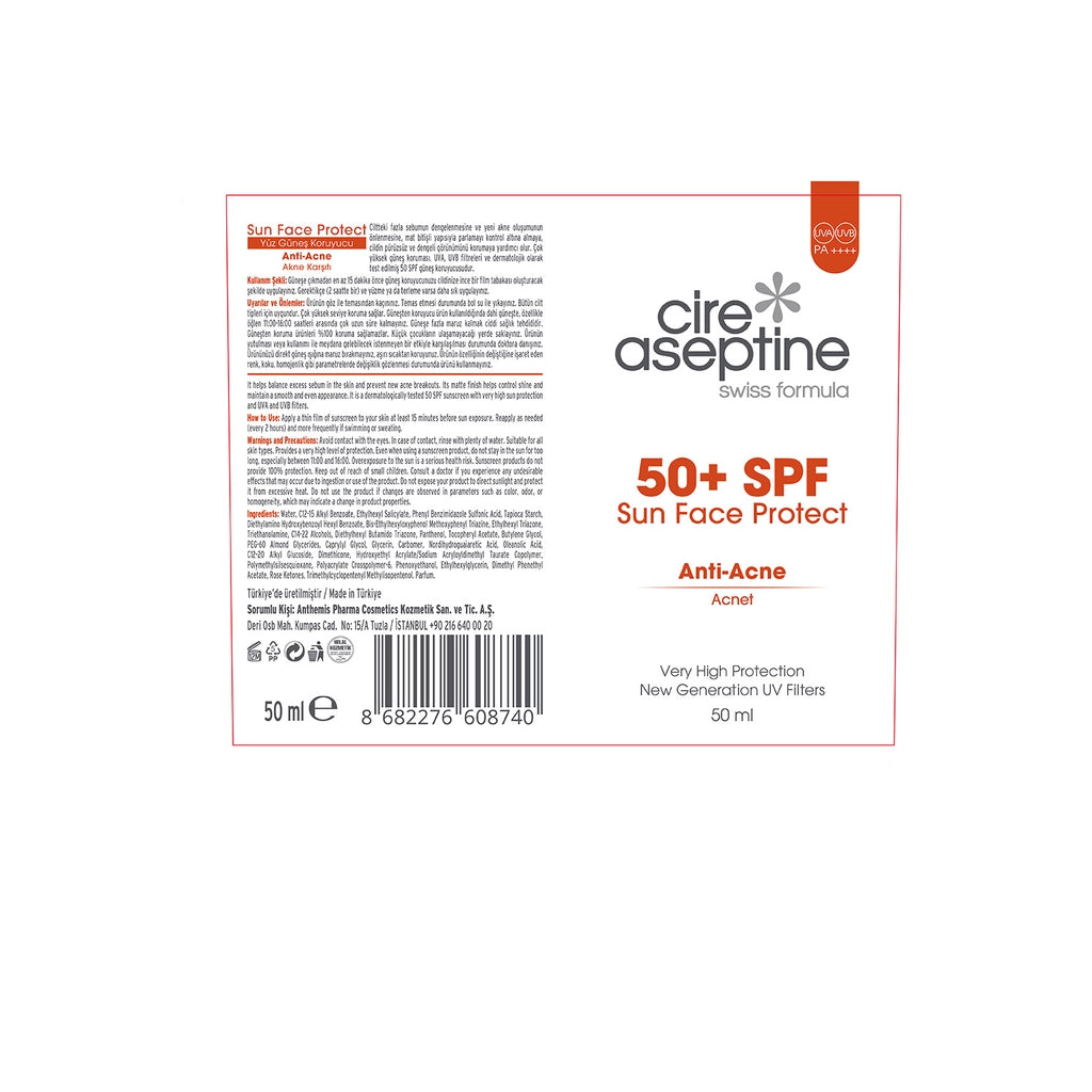Cire Aseptine Anti-Acne Anti Acne 50+SPF Facial Sunscreen Cream 50 ml