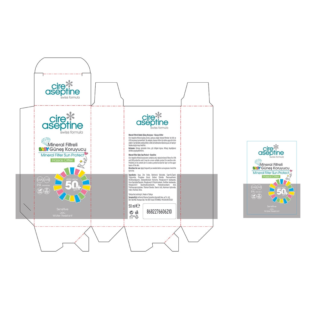 Cire Aseptine Children and Sensitive Skin 50+SPF Facial Sunscreen Cream with Mineral Filter 50 ml