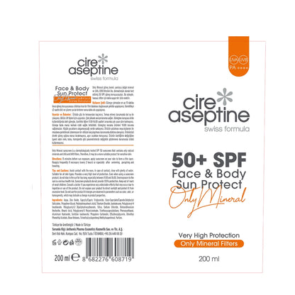 Cire Aseptine Only Mineral 50+SPF Face and Body Sunscreen Cream with Mineral Filter 200 ml