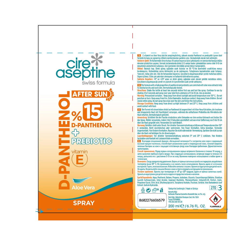 Cire Aseptine 15% D-Panthenol After Sun Moisturizing Spray 200 ml