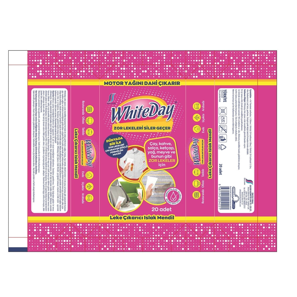 Whiteday Stain Remover Wet Wipes 20 Pieces