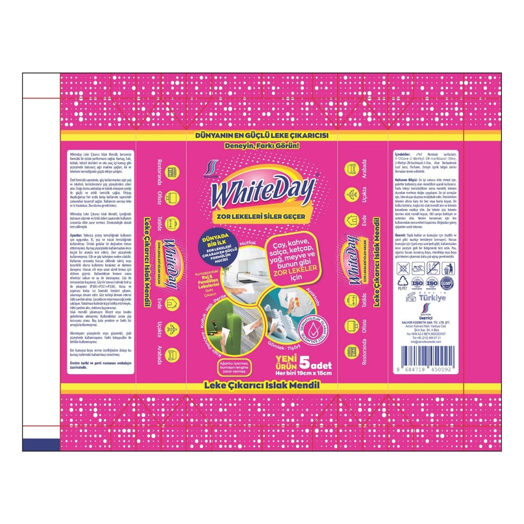 Whiteday Stain Remover Wet Wipes 5 Pieces