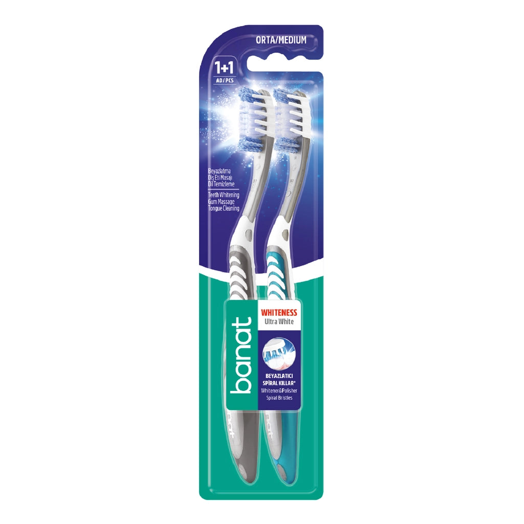 Banat Ultra White Toothbrush 1+1 (Medium)