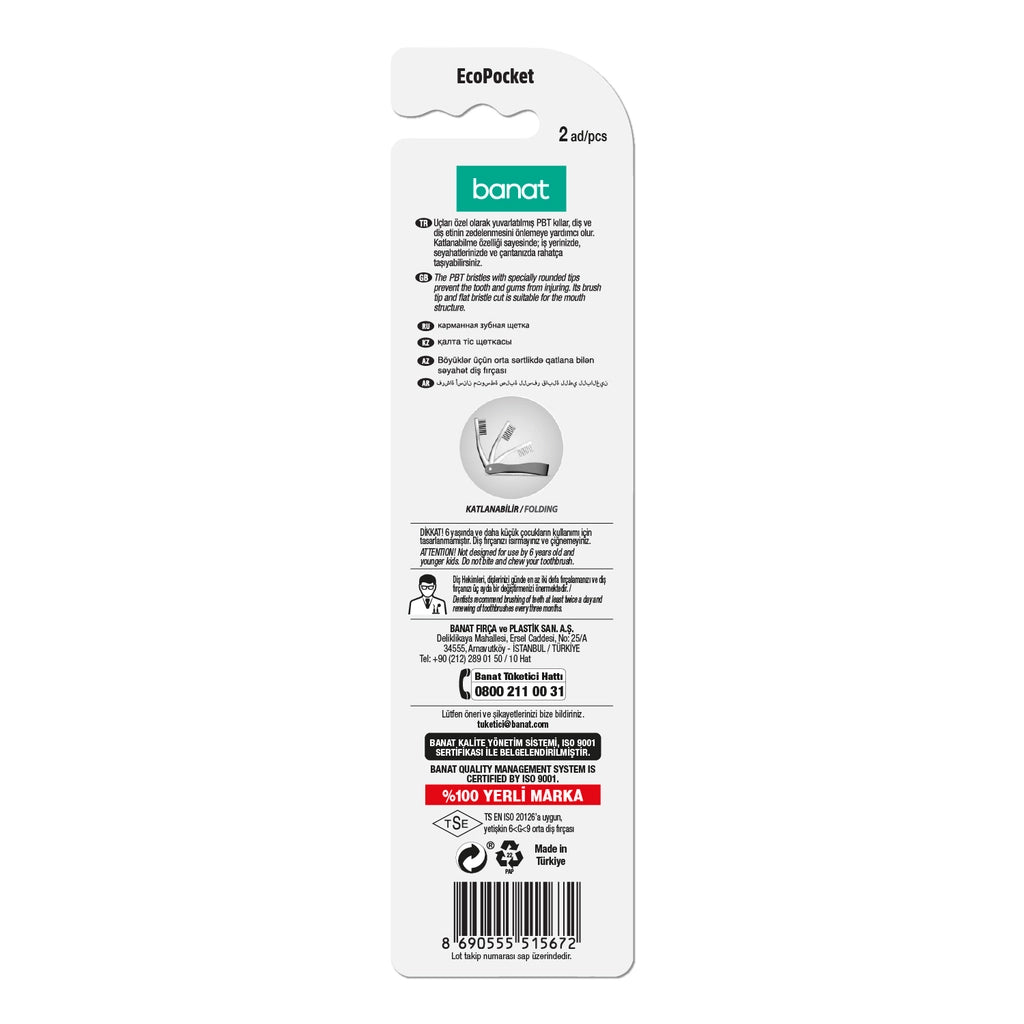Banat Eco Travel Toothbrush 1+1 (Medium)