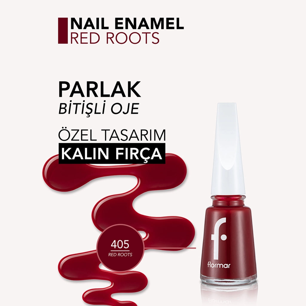 Flormar Intensely Pigmented and Shiny Nail Polish 405 Red Roots New