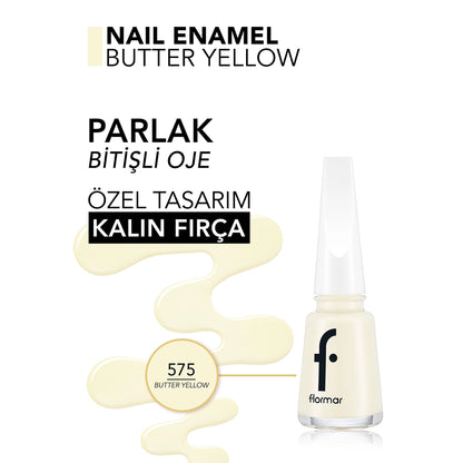 Flormar Intensely Pigmented and Shiny Nail Polish 575 Butter Yellow