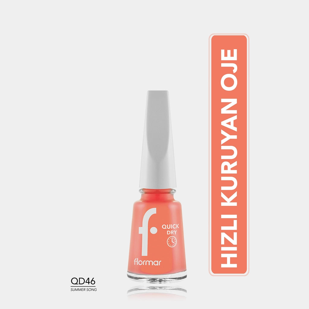 Flormar Quick Dry Fast Drying Intensely Pigmented Nail Polish QD46 Summer Song