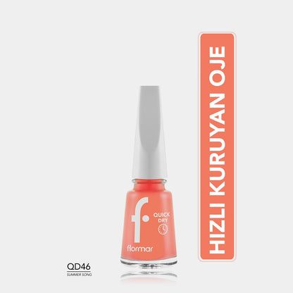 Flormar Quick Dry Fast Drying Intensely Pigmented Nail Polish QD46 Summer Song