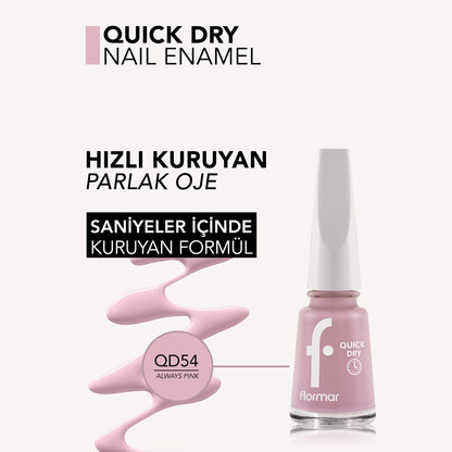 Flormar Quick Dry Intensely Pigmented Nail Polish QD54 Always Pink