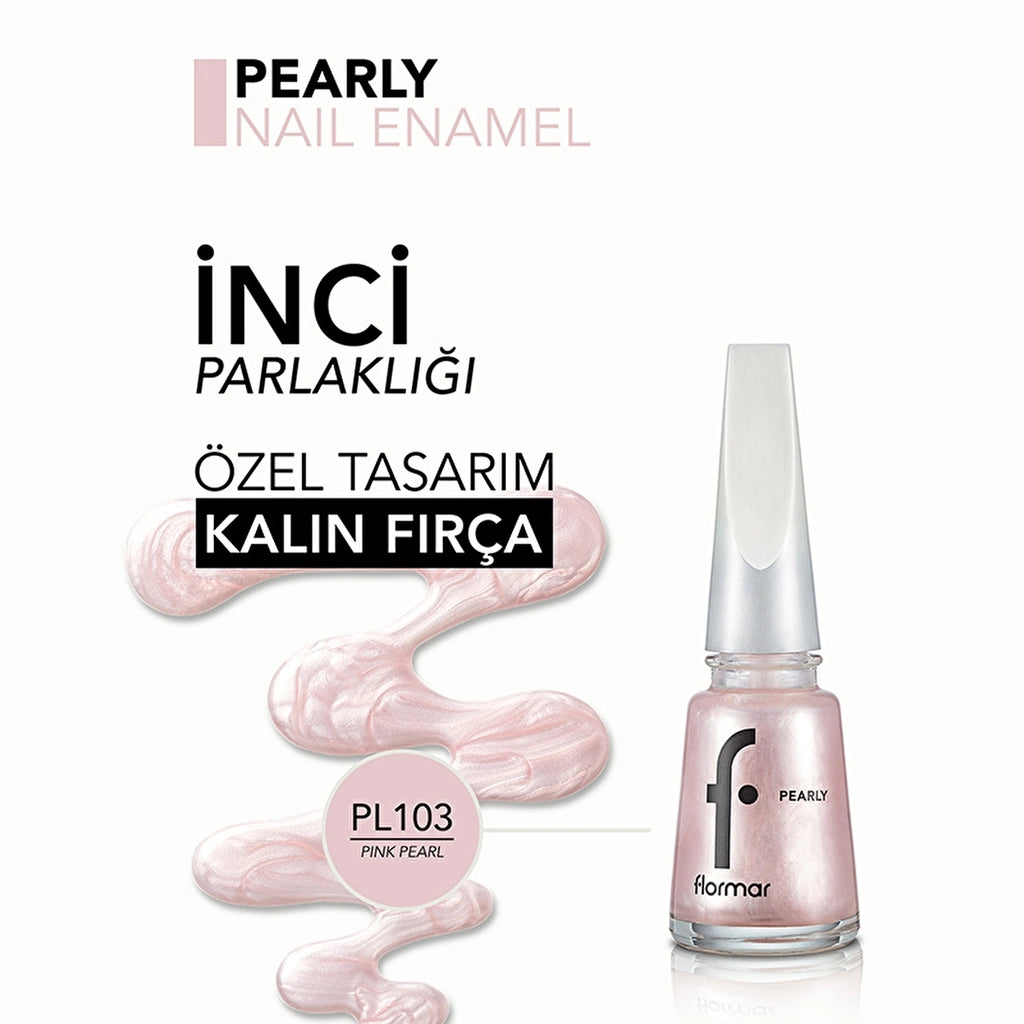 Flormar Pearly Intensely Pigmented and Pearl Reflection Nail Polish 103 Pink Pearl
