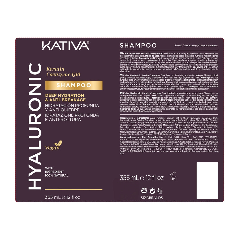 Kativa Hyaluronic Moisturizing Anti-Breakage Shampoo 355 ml