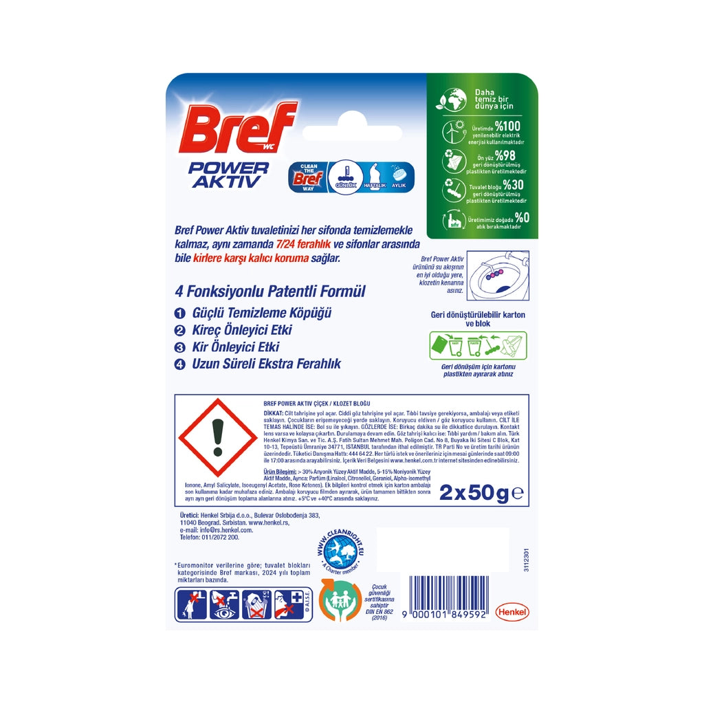 Bref Power Aktiv DuoPack Toilet Block Flower
