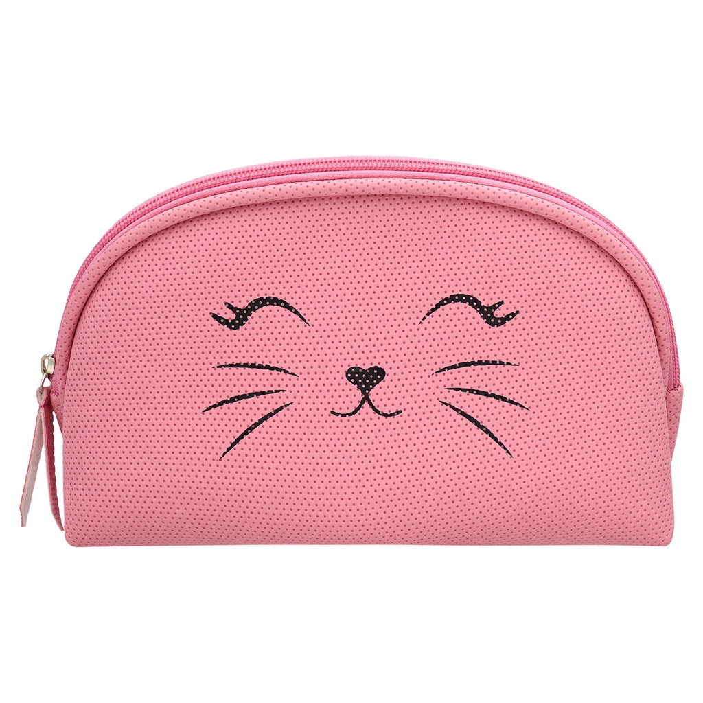 Eklips Cat Print Pink Makeup Bag