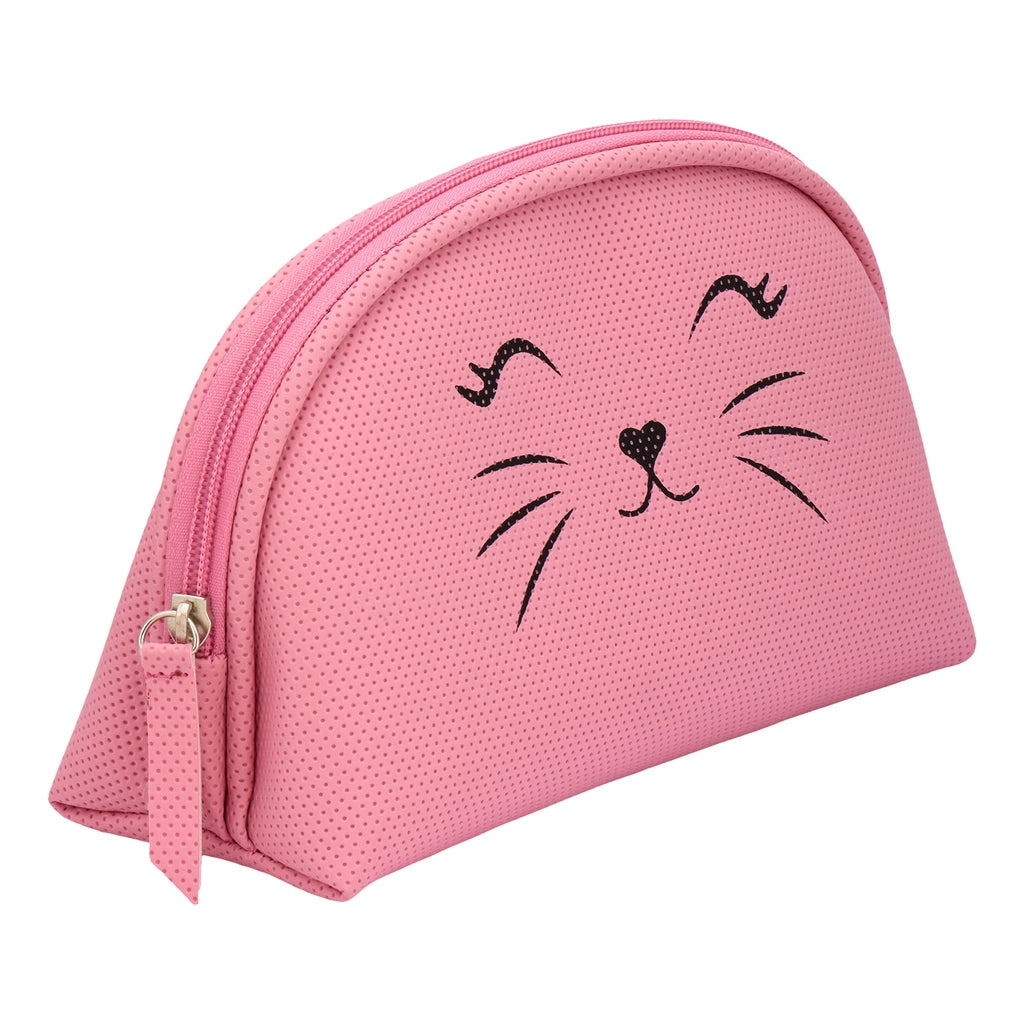 Eklips Cat Print Pink Makeup Bag