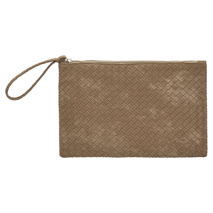Eklips Beige Knitted Pattern Reflective Clutch Bag