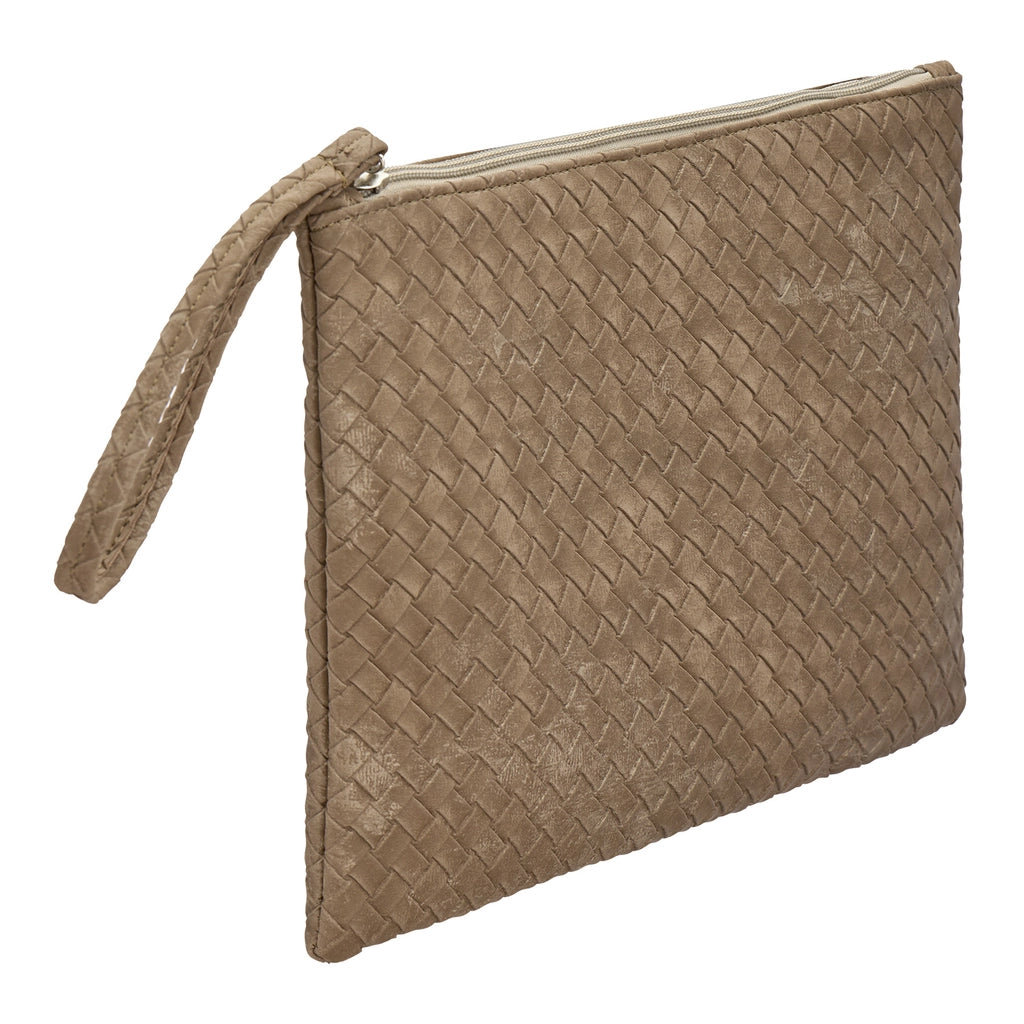 Eklips Beige Knitted Pattern Reflective Clutch Bag