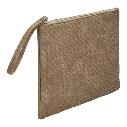 Eklips Beige Knitted Pattern Reflective Clutch Bag