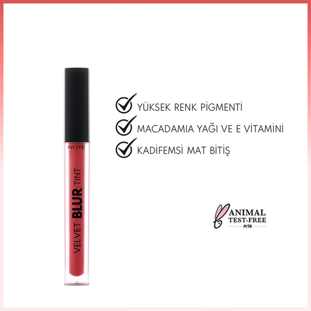 Note Velvet Blur Tint Velvet Finish Moisturizing Matte Lipstick 04 Rust Red