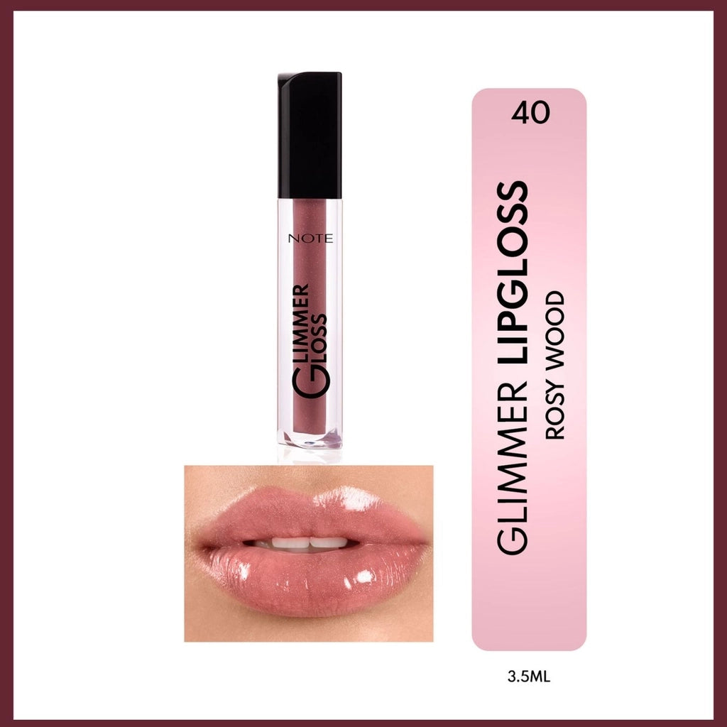 Note Glimmer Gloss Shimmering Moisturizing Lip Gloss 40 Rosy Wood