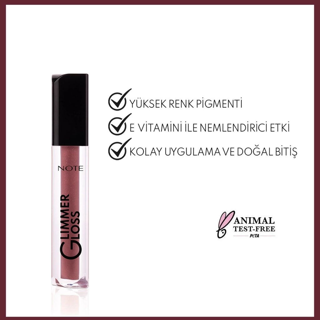 Note Glimmer Gloss Shimmering Moisturizing Lip Gloss 40 Rosy Wood