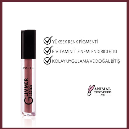Note Glimmer Gloss Shimmering Moisturizing Lip Gloss 40 Rosy Wood
