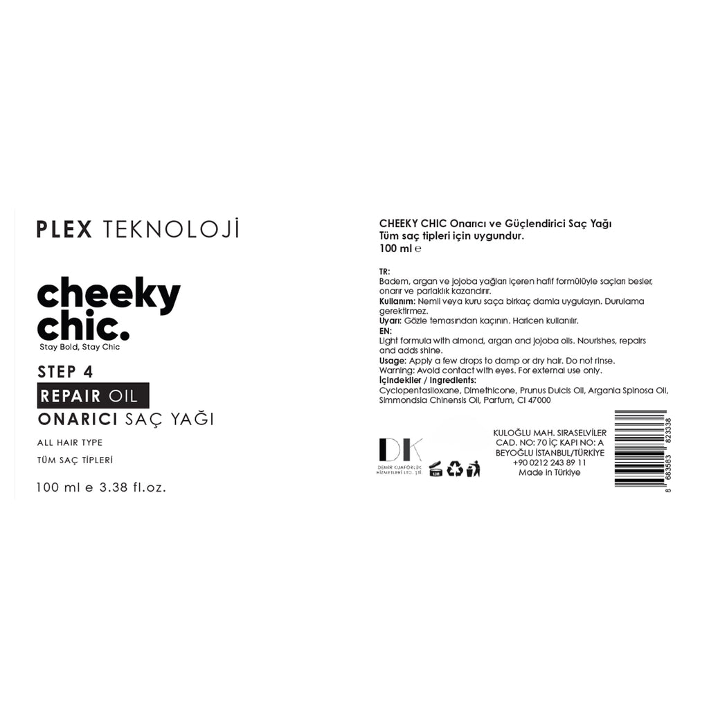 Cheeky Chic Step 4 Repair Oil Repairing and Strengthening Hair Care Oil 100 ml