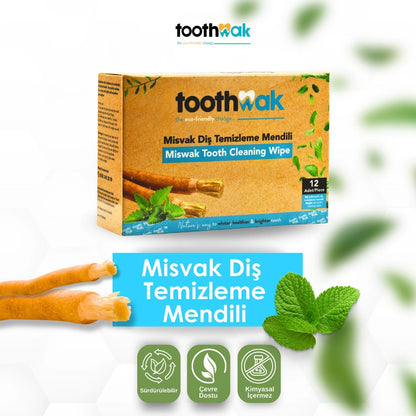 Toothwak Miswak Tooth Cleaning Wipes 12 Pack