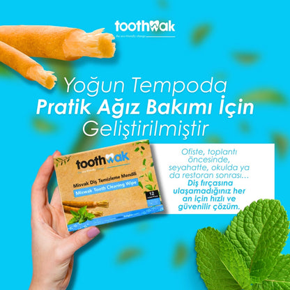 Toothwak Miswak Tooth Cleaning Wipes 12 Pack