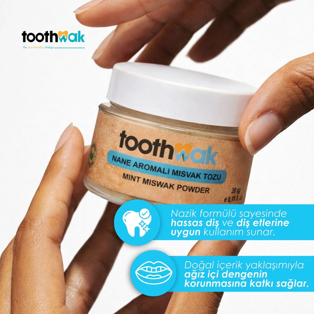 Toothwak Mint Flavored Miswak Tooth Cleaning Powder 20 gr
