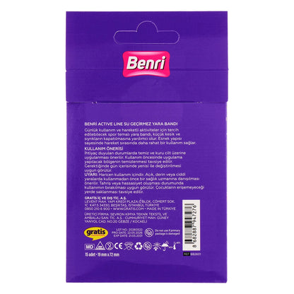 Benri Active Series Waterproof Band-Aids 15 Pack