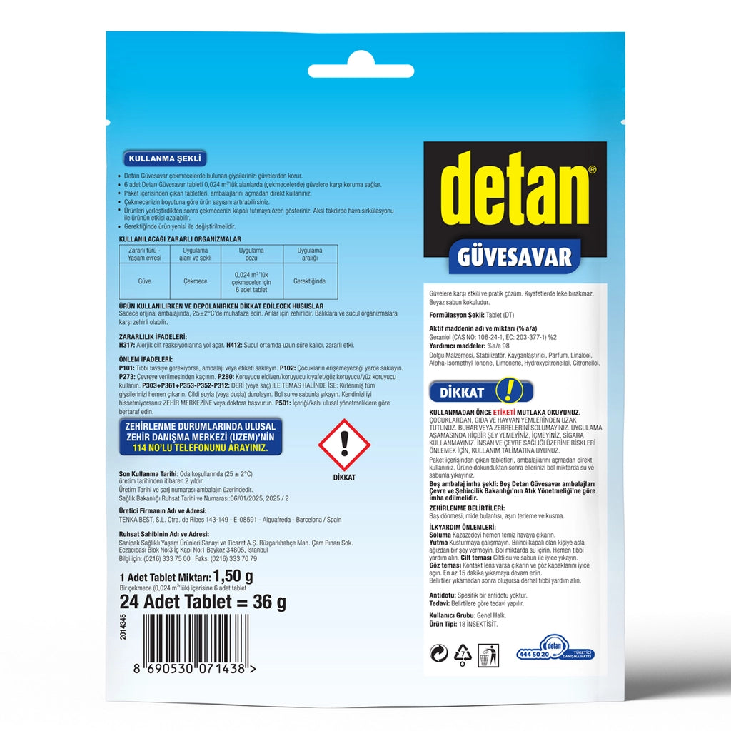 Detan Moth Repellent White Soap Scented Tablets 24 Pack