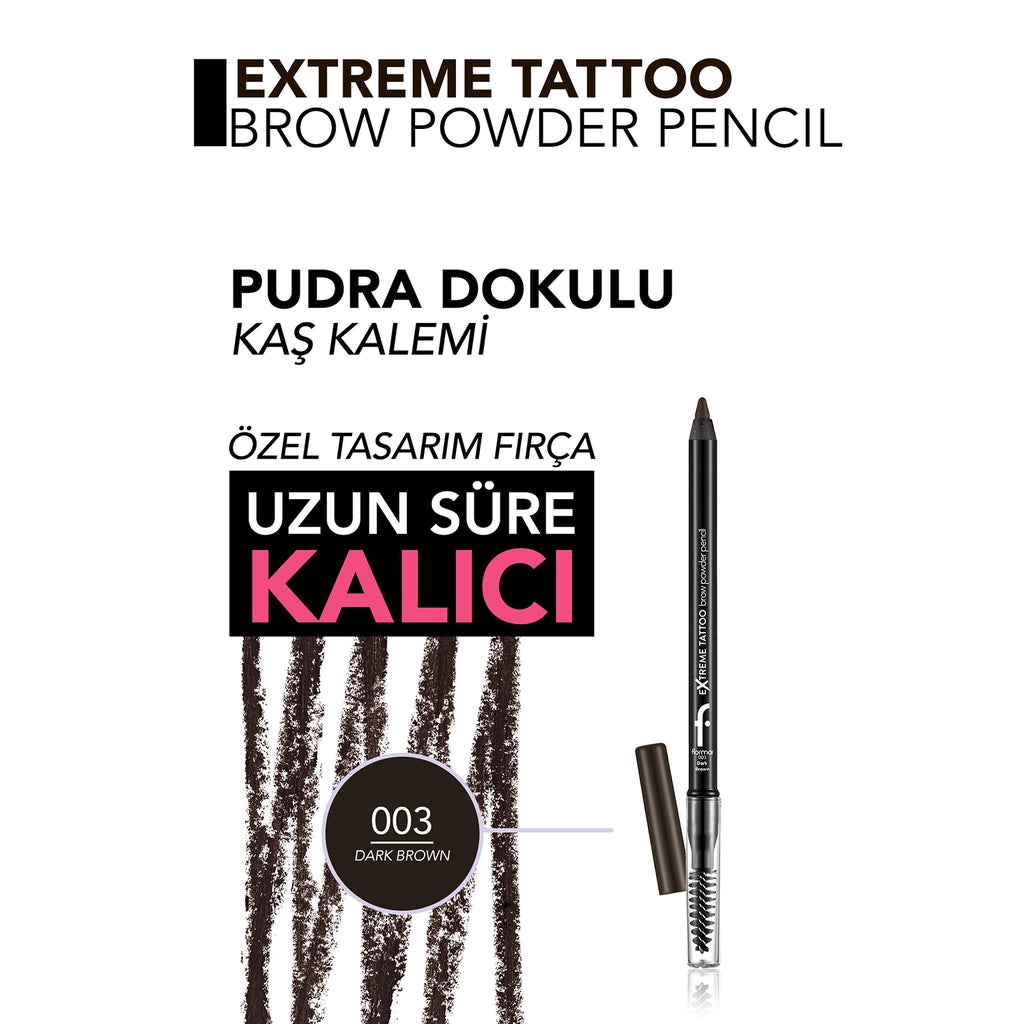 Flormar Extreme Tattoo Long Lasting Brush Eyebrow Pencil 003 Dark Brown