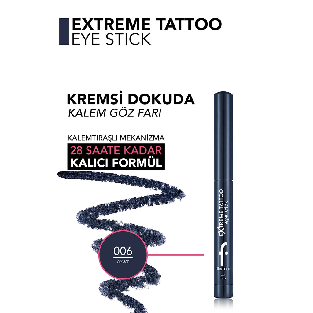 Flormar Extreme Tattoo Shimmer Lift Gel Eye Pencil 006 Navy