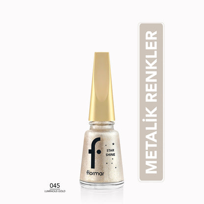 Flormar Star Shine Intensely Pigmented and Metallic Look Nail Polish 003 Lilac Sparkle