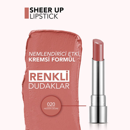 Flormar Sheer Up Glossy Finish Moisturizing Lipstick 020 Hidden Desire