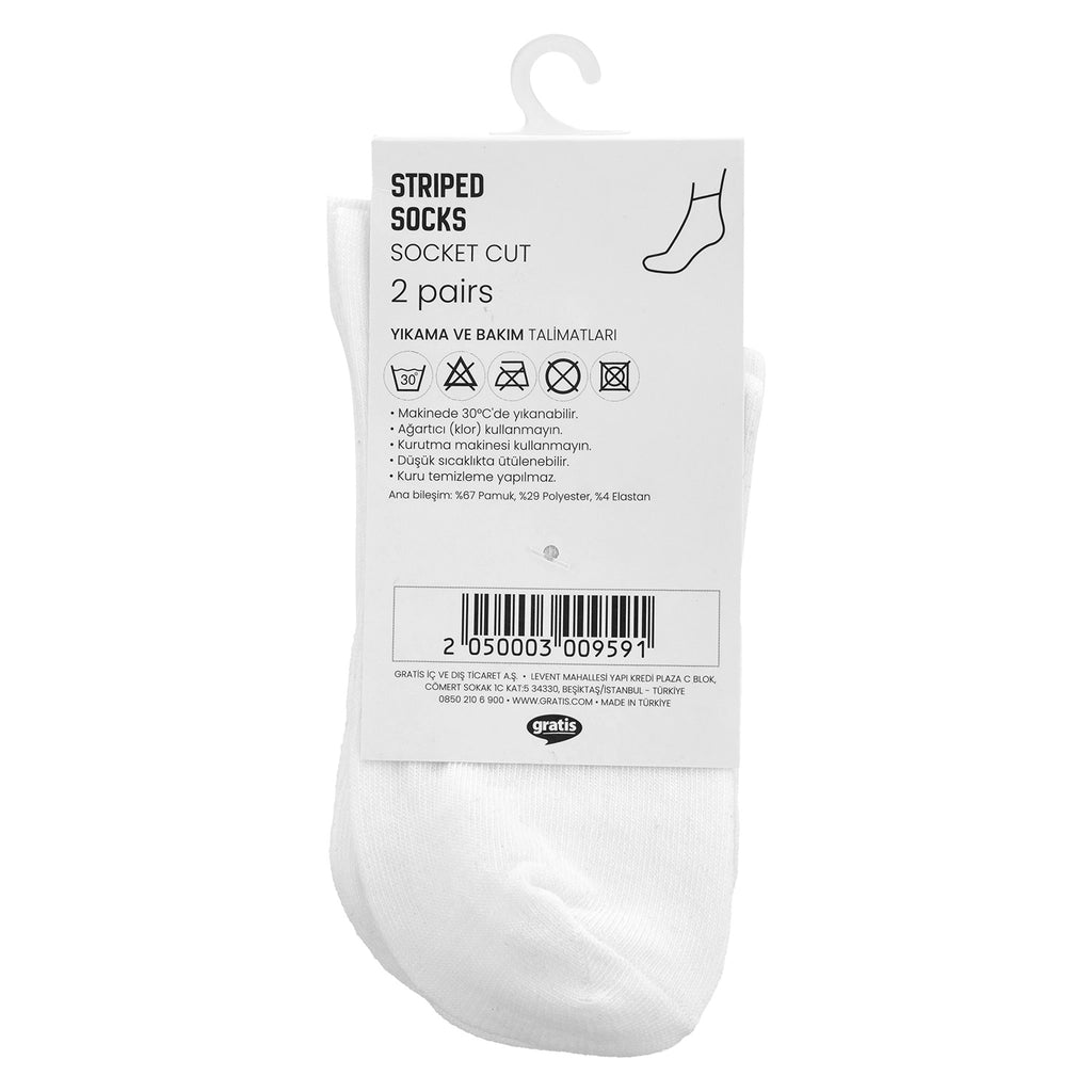 Eklips 2 Packs Striped Socks White
