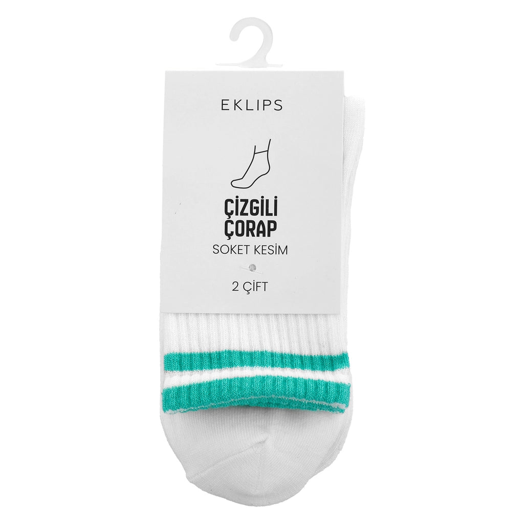Eklips 2 Packs Striped Socks White