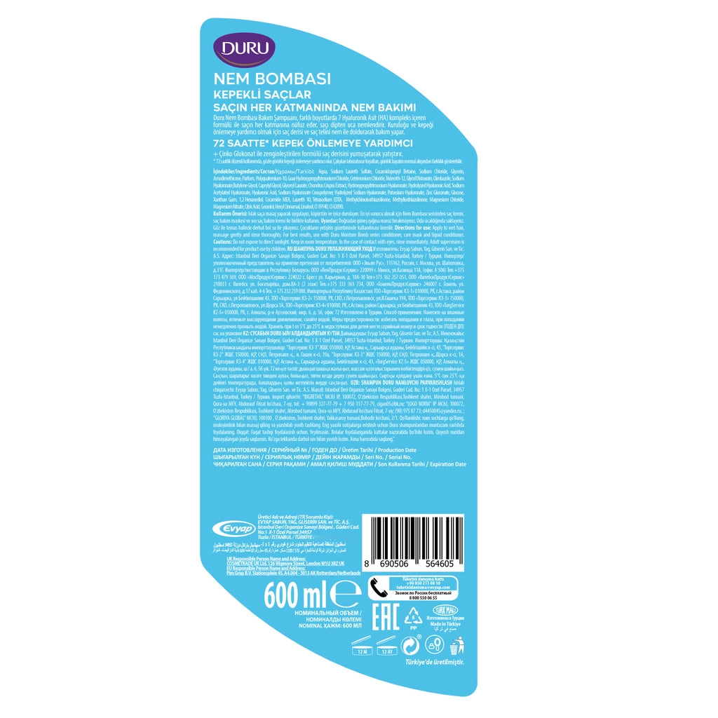 Duru Moisture Bomb Anti-Dandruff Shampoo 600 ml