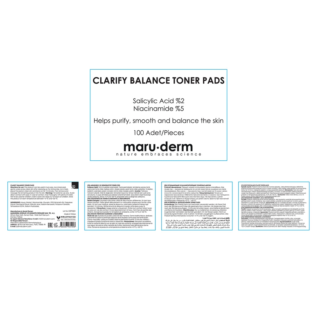 Maruderm Purifying and Balancing (Clarify Balance) Tonic Pad 100 Pcs
