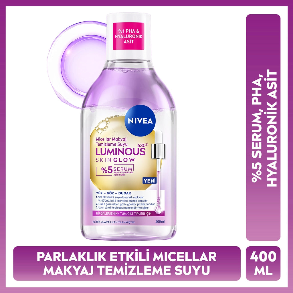 Nivea Luminous630 Skin Glow Shine Effect Micellar Makeup Cleansing Water 400 ml