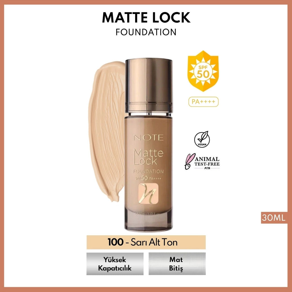 Note Matte Lock Foundation Foundation 110 Yellow Undertone