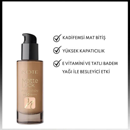 Note Matte Lock Foundation Foundation 110 Yellow Undertone