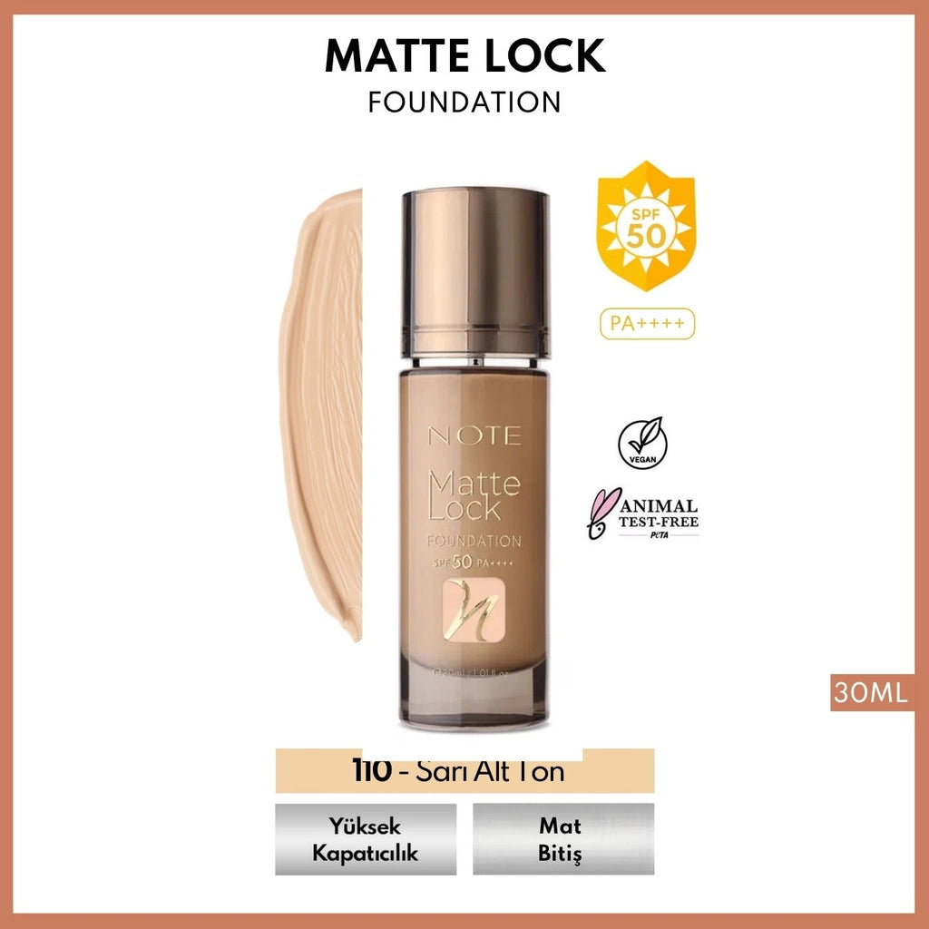 Note Matte Lock Foundation Foundation 110 Yellow Undertone