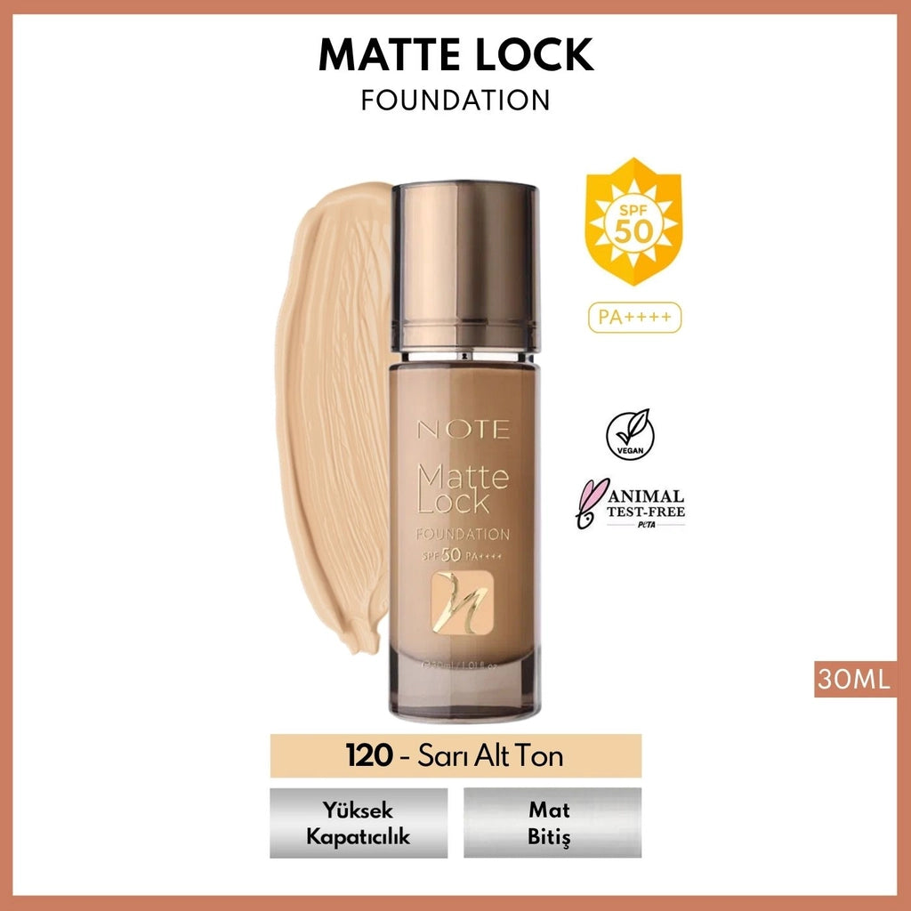 Note Matte Lock Foundation Foundation 110 Yellow Undertone