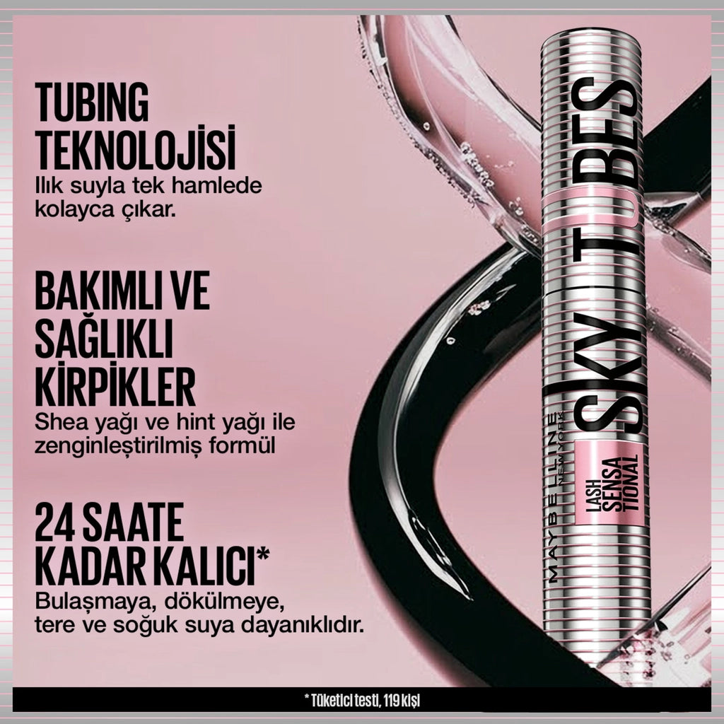 Maybelline New York Lash Sensational Sky Tubes Tubing Mascara Giving Unlimited Length and Volume Effect