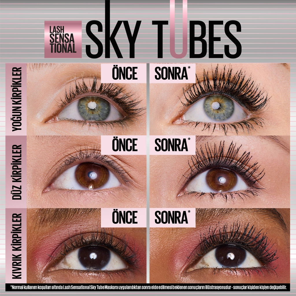 Maybelline New York Lash Sensational Sky Tubes Tubing Mascara Giving Unlimited Length and Volume Effect