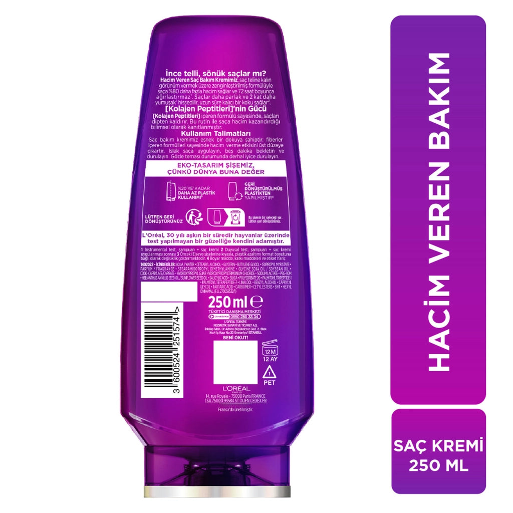 Loreal Paris Elseve Volumizing Hair Care Cream Containing Collagen Lifter (Collagen Peptides) 250 ml