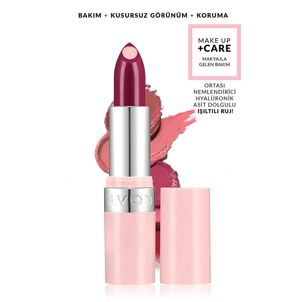 Avon Make Up +Care Hydramatic Shine Lipstick with Hyaluronic Acid Burgundy