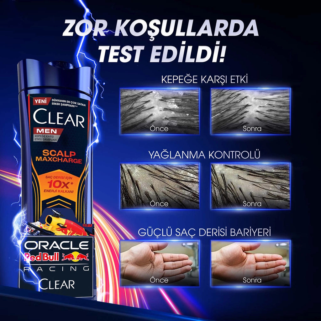 Clear Men Effective Shampoo Against Dandruff Scalp Maxcharge Oracle Red Bull Racing 330 ml